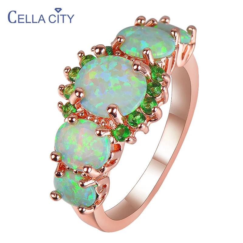 

Cellacity 925 Sterling Silver Rings For Women Vintage With Round Shape Opal Gemstones Women Party Wholesale Gift Size 6-10