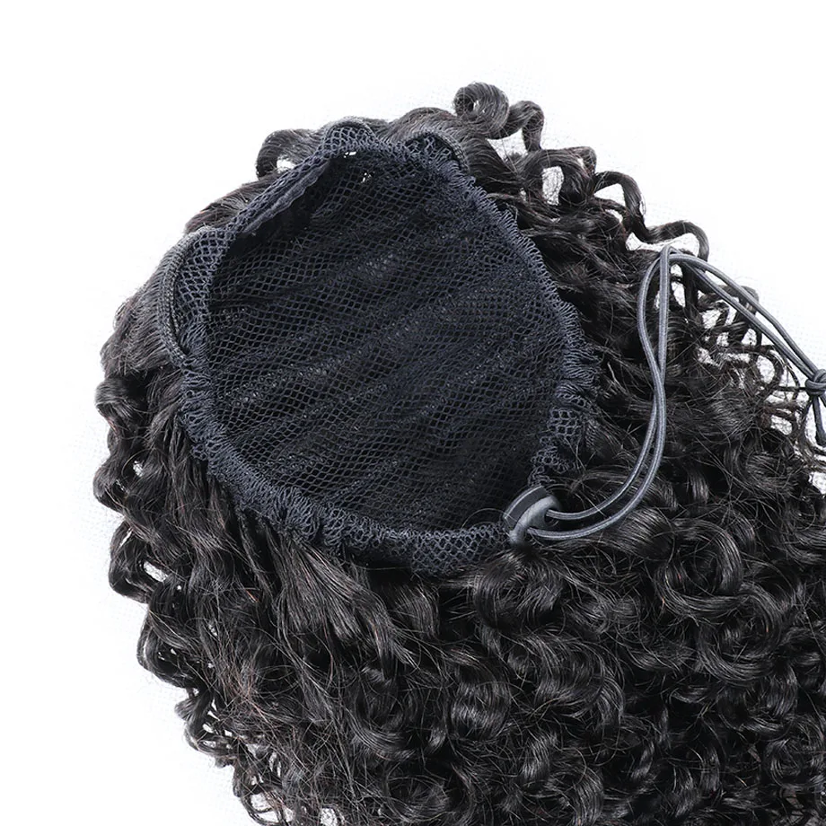 От Kinky Curly Drawstring конский хвост пони человеческих волос Удлинительный зажим