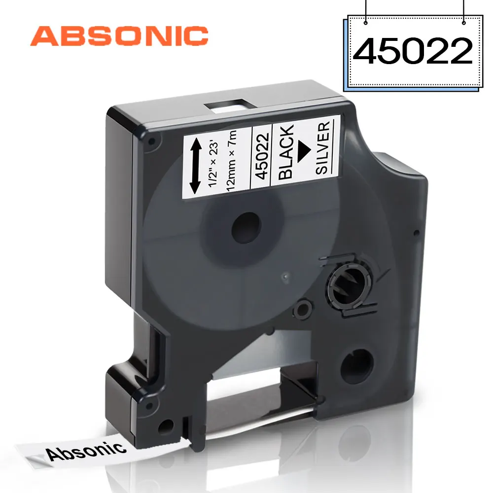 Absinic 45013 45022 черный на серебристом D1 лейбле лента 1/2 &quot12 мм лейбмейкер Замена для