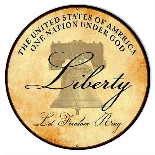 

ArtFuzz Liberty Freedom Ring Metal Sign by Rudy Edwards 30×30 Round