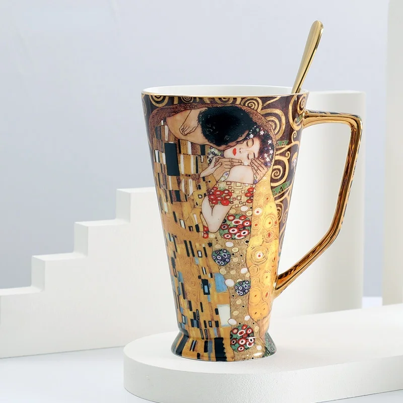 Кофейная кружка Густава Климта костяные китайские чайные чашки с ложкой большой