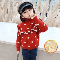 girls boys sweater kids coat outwear 2022 dots plus velvet thicken warm winter autumn knitting wool%c2%a0cotton formal%c2%a0bottoming chil