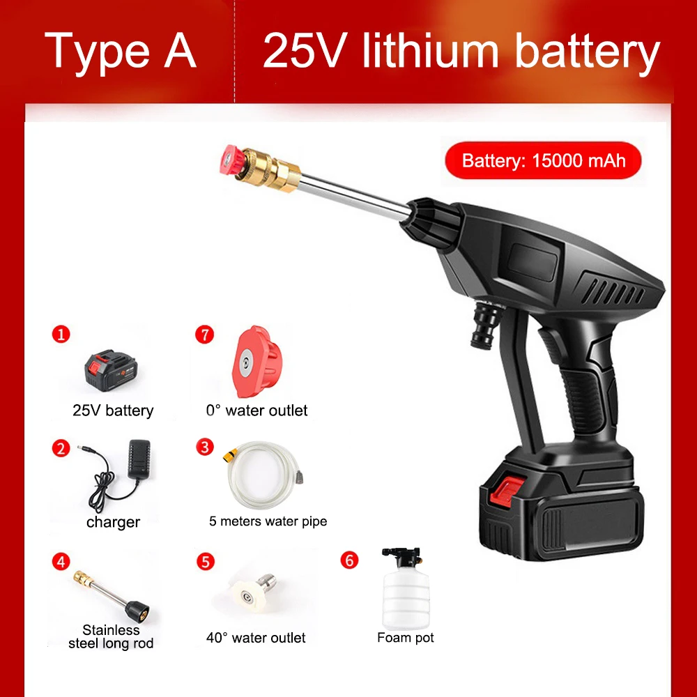 Pаспродажа 30 бар Беспроводной водяной пистолет высокого давления для мойки автомобиля портативный генератор пены для мойки высокого давления для бат...