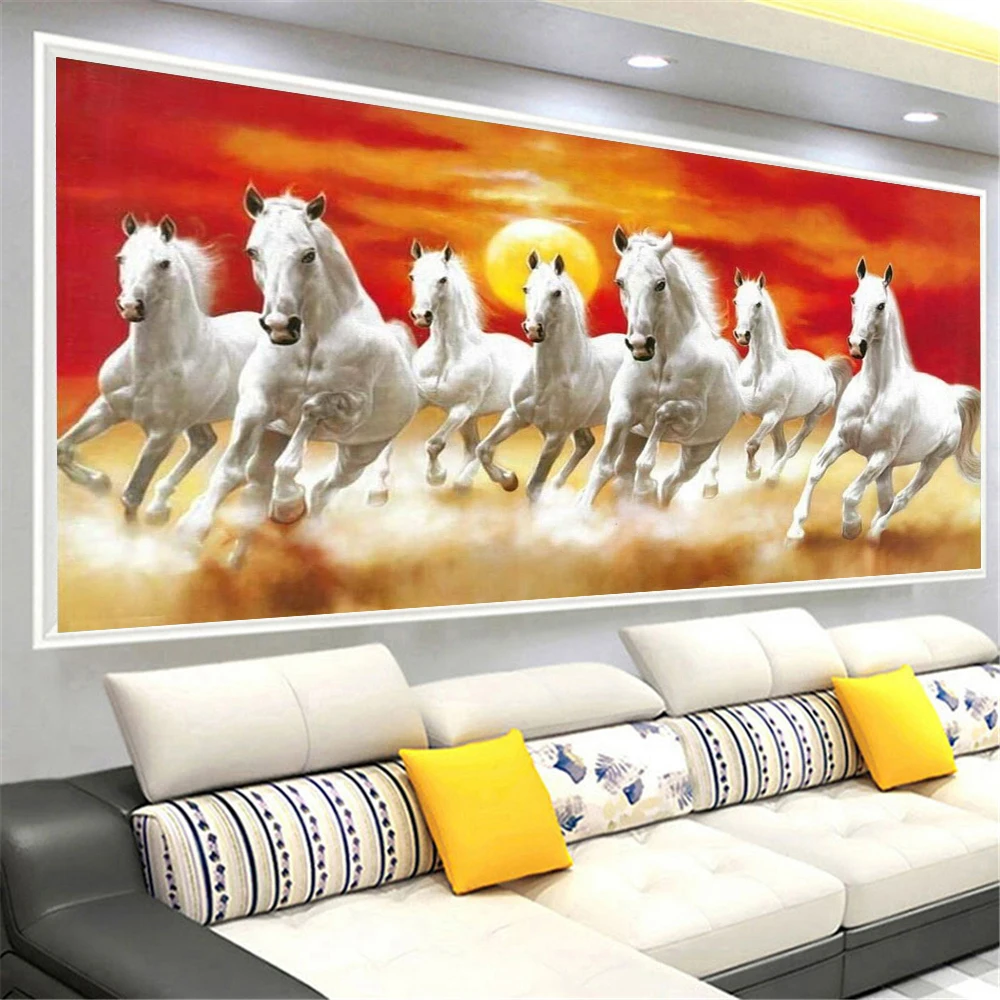 DIY 5D краска с бриллиантами бегущая лошадь полная круглая Стразы Вышивка