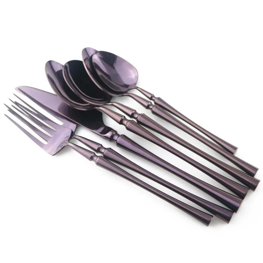 Фиолетовая высококачественная металлическая столовая посуда 304 столовые