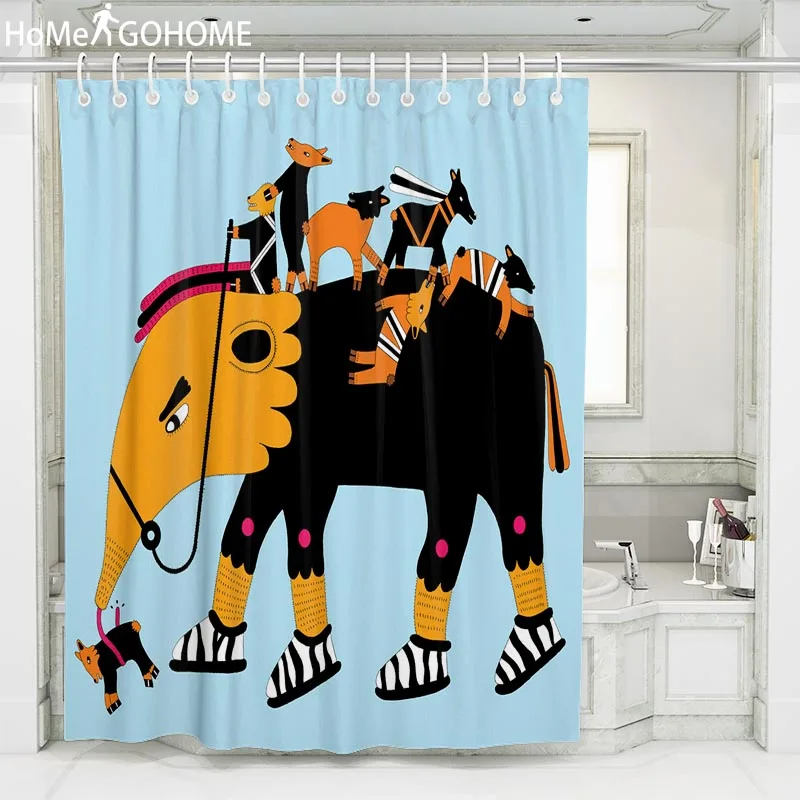 Аниме слон Африканский душевой Шторы забавные Ванная комната водонепроницаемый