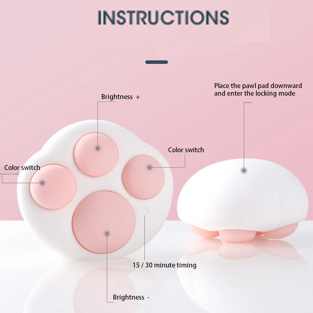 Светодиодный ночсветильник в виде кошачьей лапы силиконовая лампа на ощупь