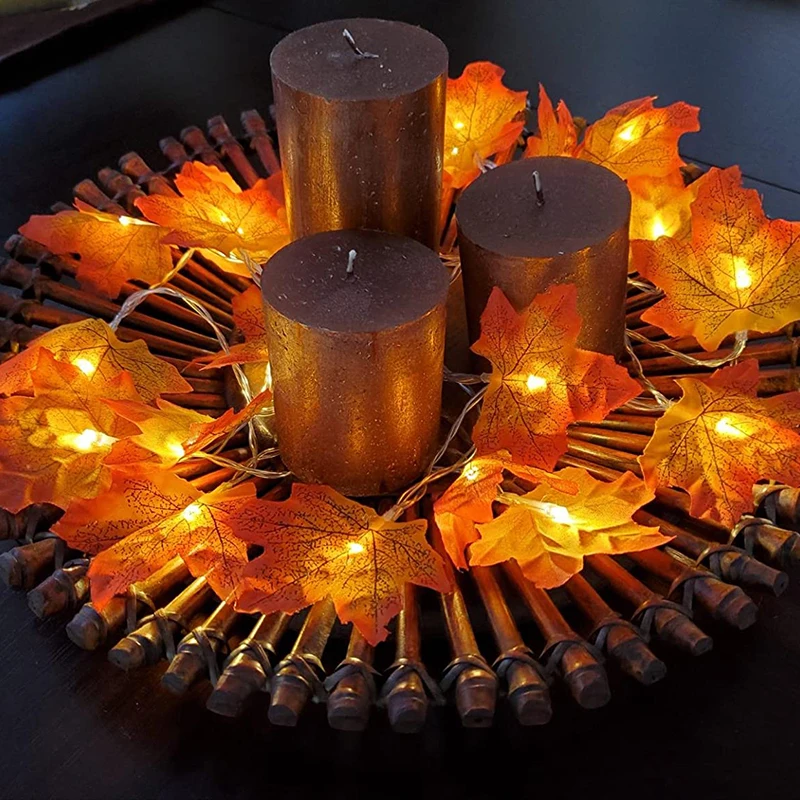 1 5 м 10LED осень кленовые листья гирлянды светодиодные на День Благодарения Декор