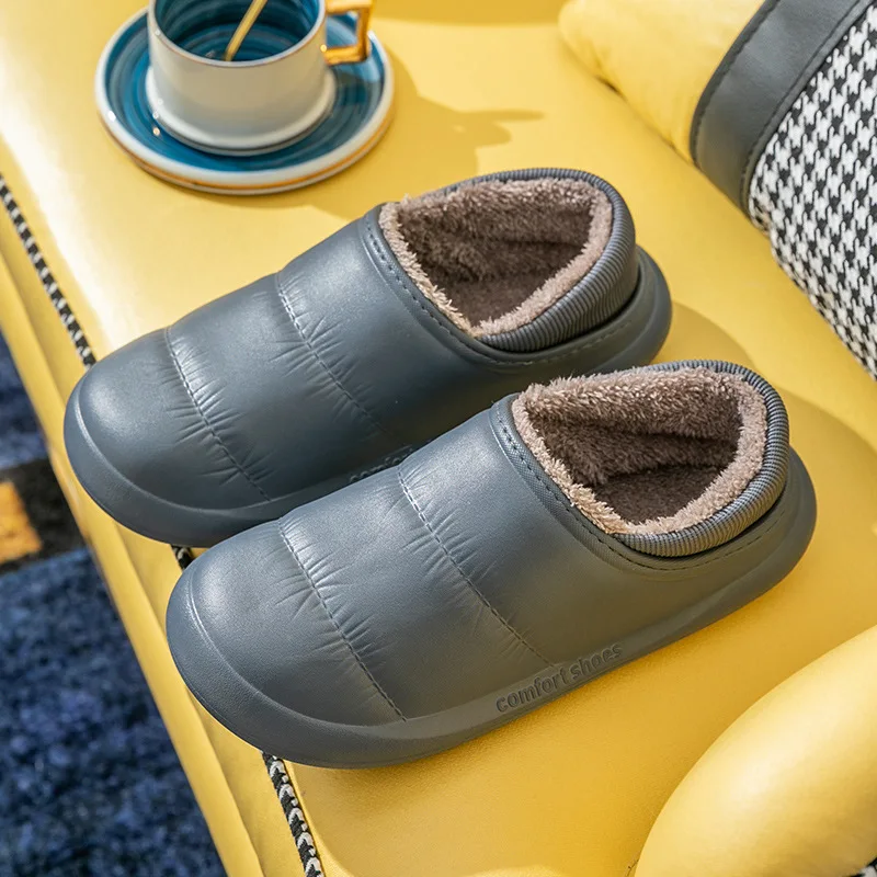 2022 New Bag Heel Waterproof Cotton Slippers Cotton Warm Indoor Non-Slip Indoor Ladies Home Couple Thick-Soled Winter Slippers