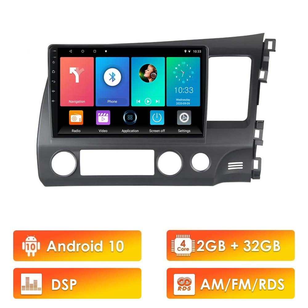 

Eastereggs 2 DIN Car Multimedia Player For Honda CIVIC 2004-2012 Android 10 RDS DSP Autoradio GPS Navigation Radio