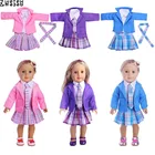 Одежда для кукол, школьная форма, 3 цвета, 5 шт.компл., галстук, футболка, пальто, юбка, обувь для девочек 18 дюймов, американская, 43 см