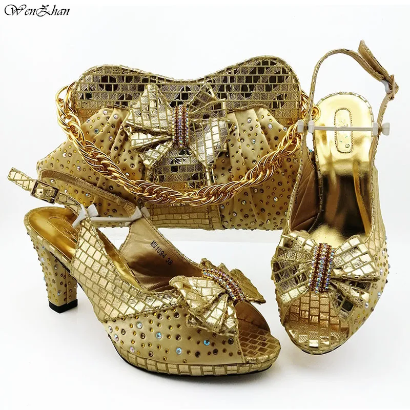 Вечерние туфли на высоком каблуке украшенные цветами цвет золото|Женские туфли| |