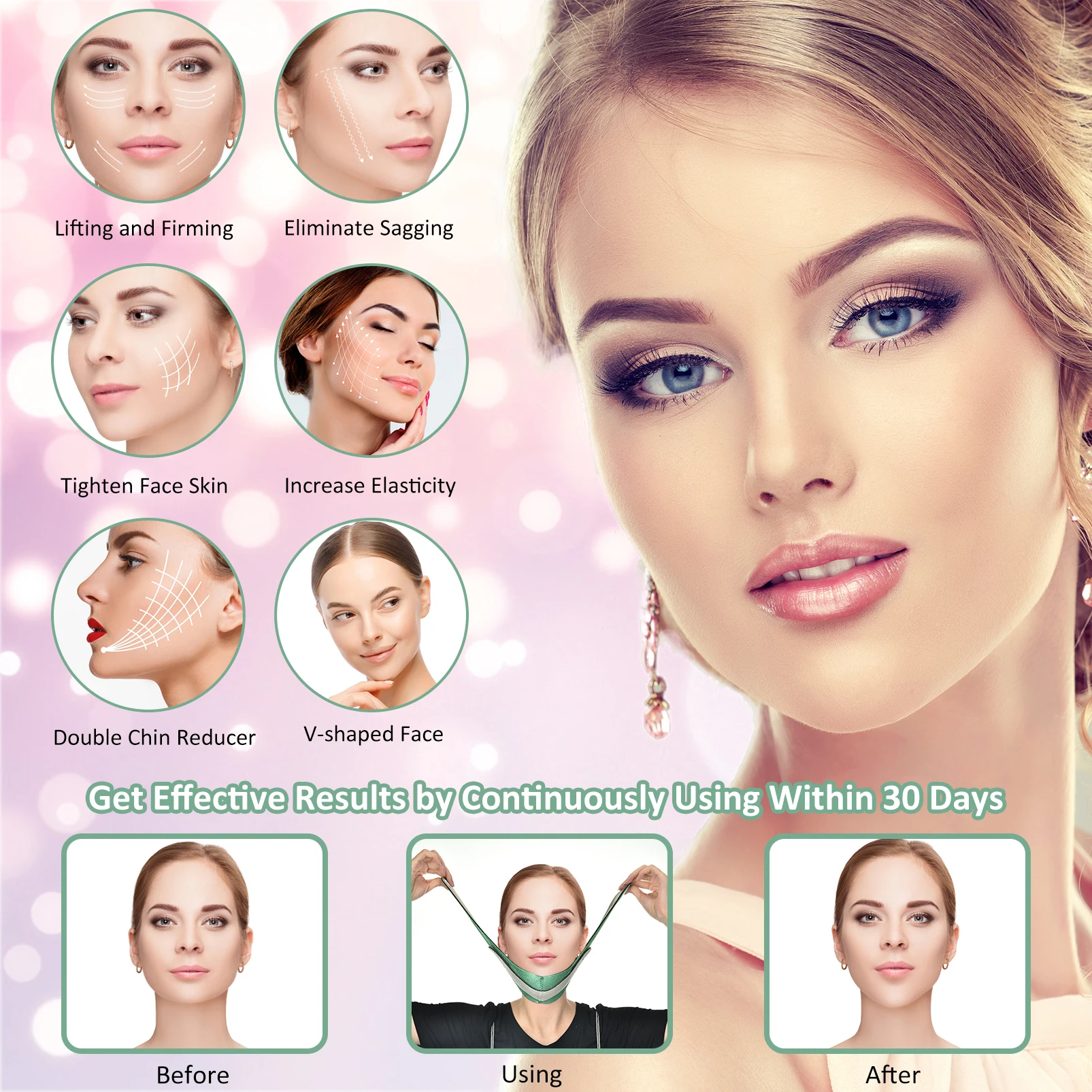 Стройнящая v образная подтяжка для лица пояс похудения на подбородке и щеке