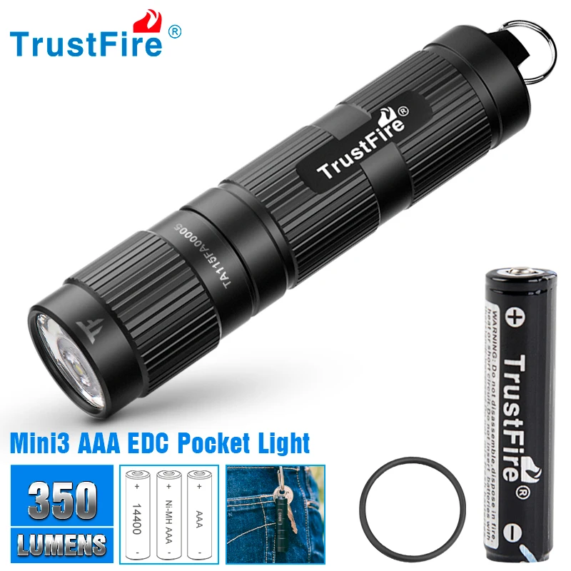 Светодиодный фонарик Trustfire Mini3 Edc брелок 350 люмен дизайн широкого напряжения 1 2 в/1 5