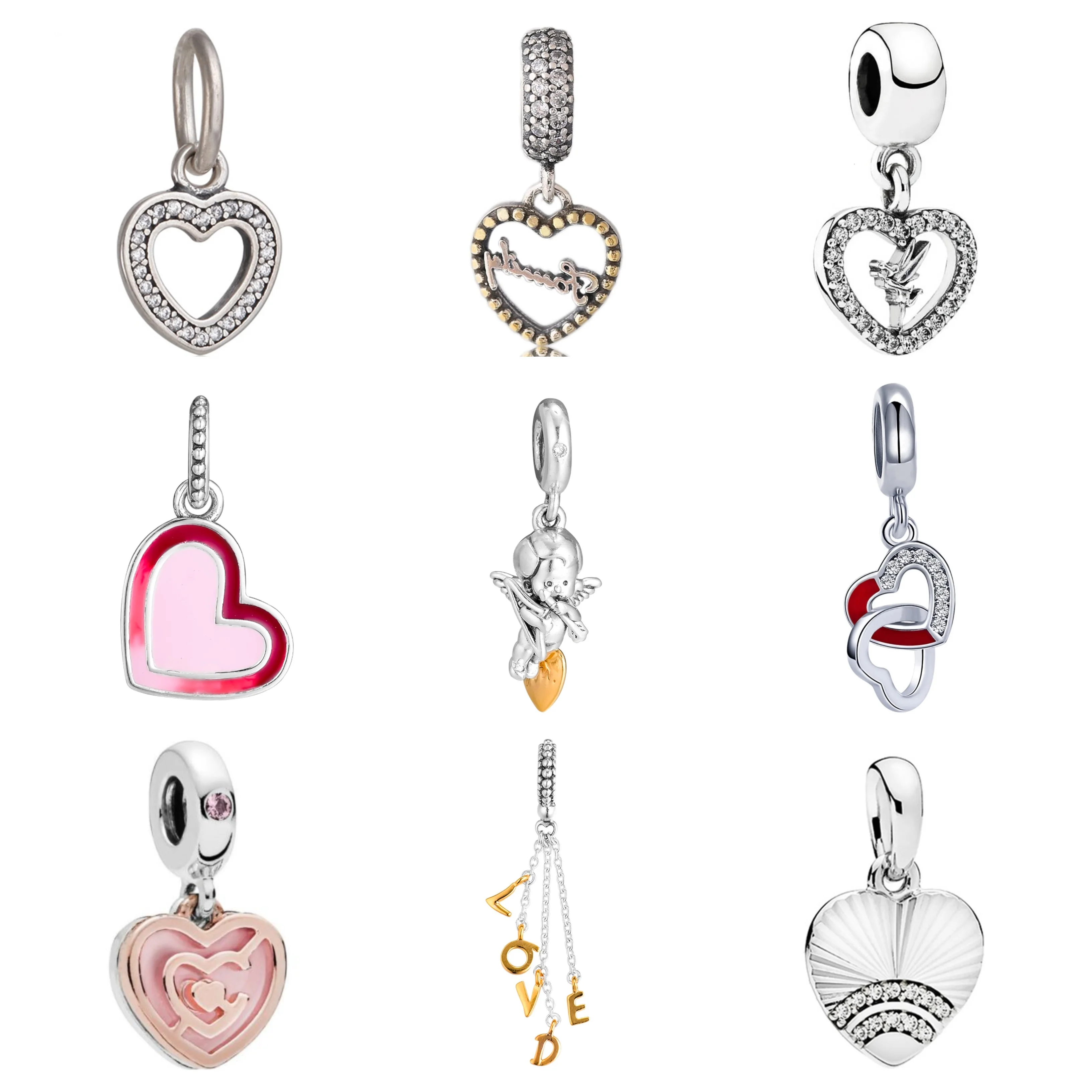 Аутентичные 925 пробы серебряные Амура любимый скрипт переплетение красной