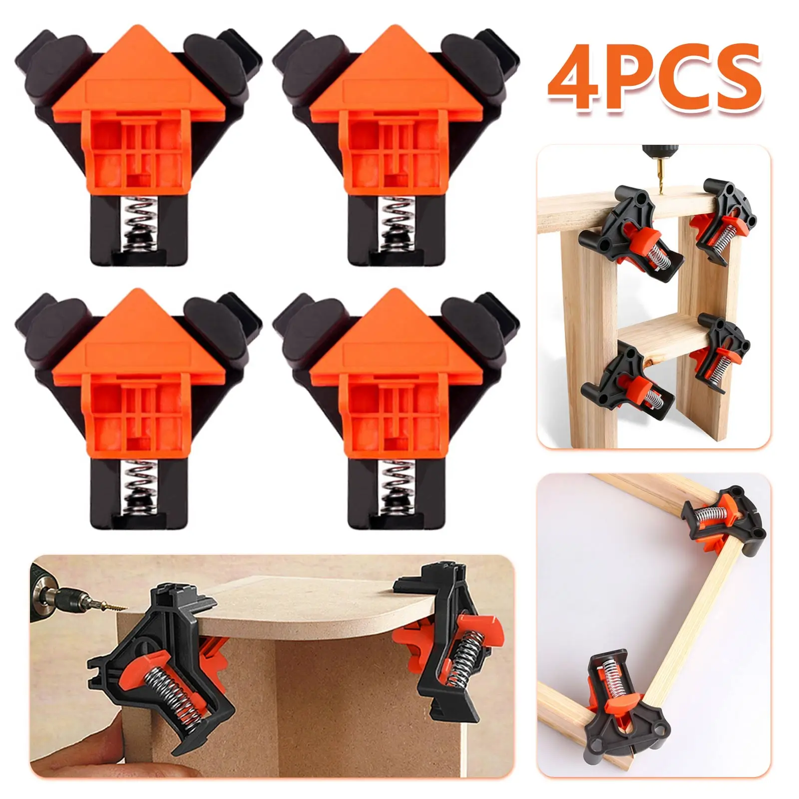 

4PCS 90 Degree Right Angle Clamps Adjustable Corner Clip Clamp Fixer Tools for Woodworking Accessories Home Tools