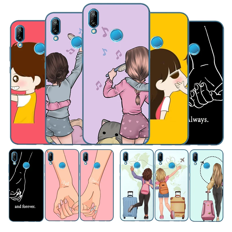 Чехол Best Friends для Huawei P8 P9 P10 P20 P30 P40 Psmart Lite Plus Pro чехлы телефонов Y5 Y6 Y7 2017 2018 мягкий
