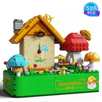 technical ideas music box series building blocks dream mushroom house clock model bricks assembly toys gifts for girls children