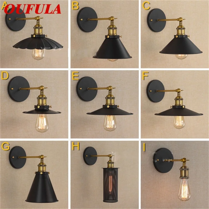 

Светильник OUFULA настенный в стиле ретро, классические черные лампы в стиле лофт, декоративное освещение для дома, гостиной