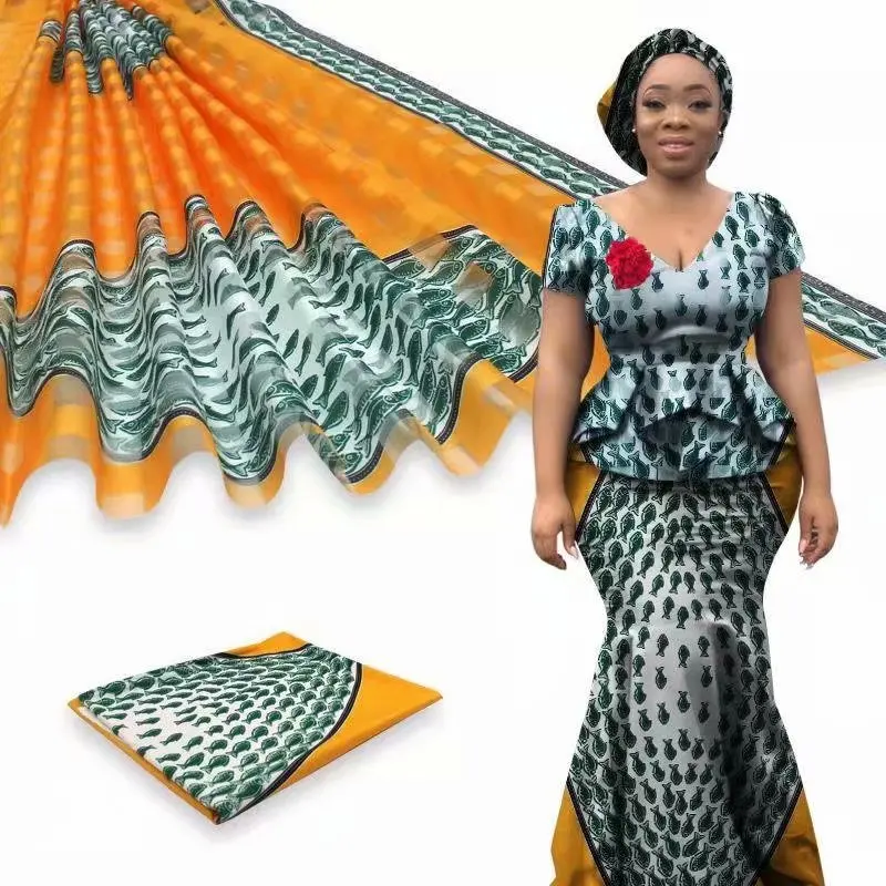 Шифон шелк новое поступление атласная шелковая ткань модная африканская