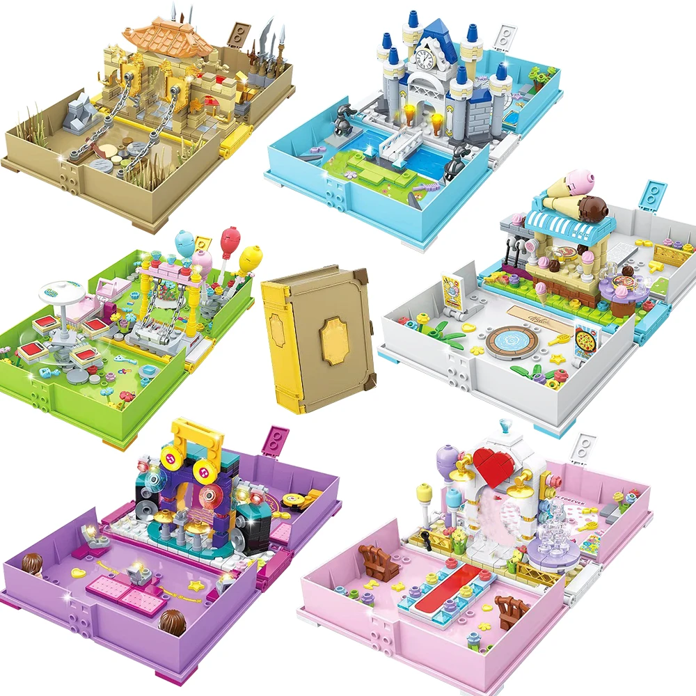 

New City Street View Frien Ice Cream Storybook Adventure Buildings Blocks Castle Book Bricks Set Educational Toys For Children