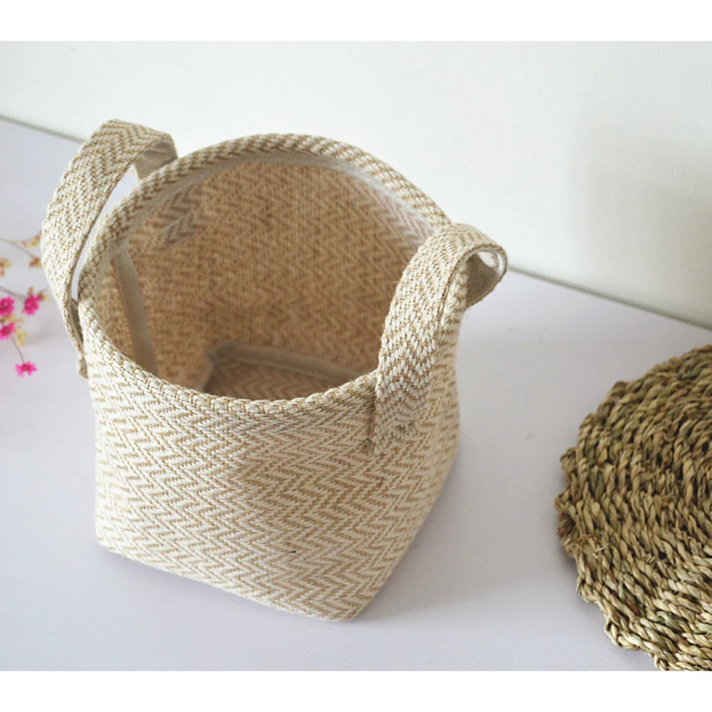 DIY ручной работы Джутовая Ткань плетеная корзина для хранения разное Корзина Для