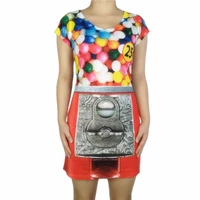funny 3d gumball machine print halloween costume for women cute ladies candy dispenser machine graphic mini halloween dress