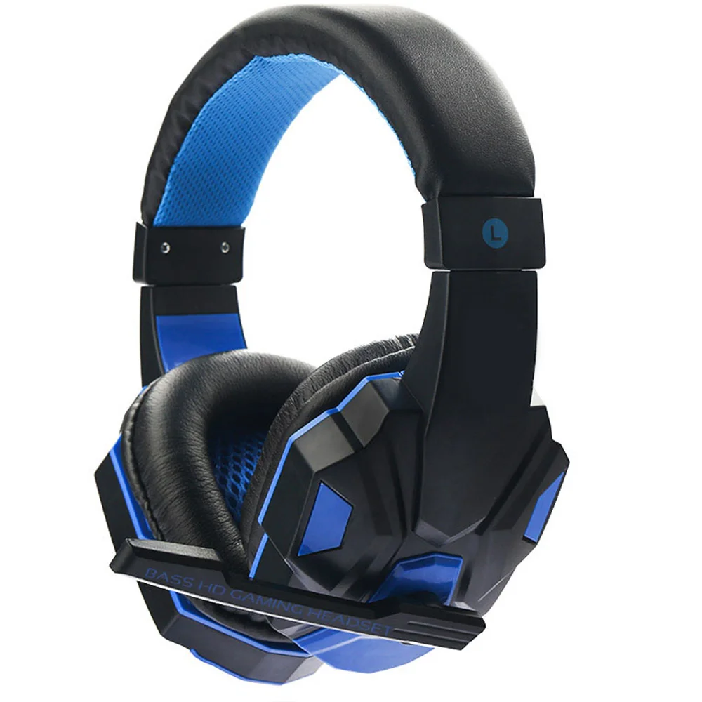 blue Игровые гарнитуры, большие наушники, светильник, микрофон, стерео наушники, глубокий бас, для ПК, компьютера, геймера, ноутбука, PS4, игры, США - Цвет: blue