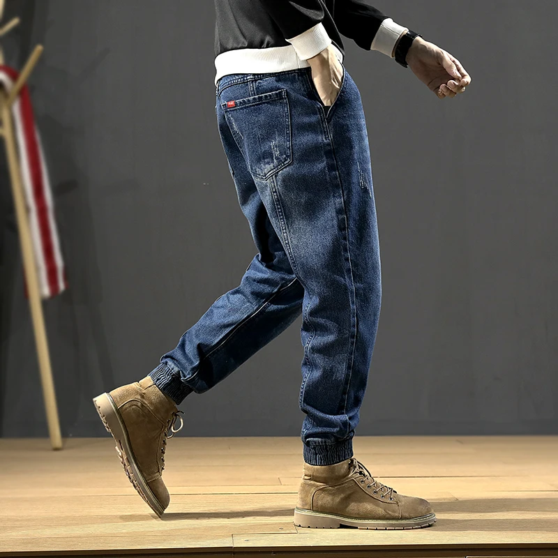 Streetwear Fashion Men Jeans Loose Fit Casual Denim Cargo Pants Men Overalls Spliced Designer Hip Hop Joggers Wide Leg Trousers
