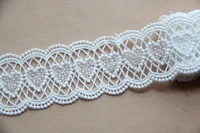 white lace trim both scalloped lace heart center trim retro embroidered lace 1 7 width 2 yards