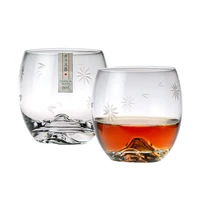 new arrivals fuji whisky cup ice flower design transparent lead free crystal wine glass creative brandy rum liquor beer vaso