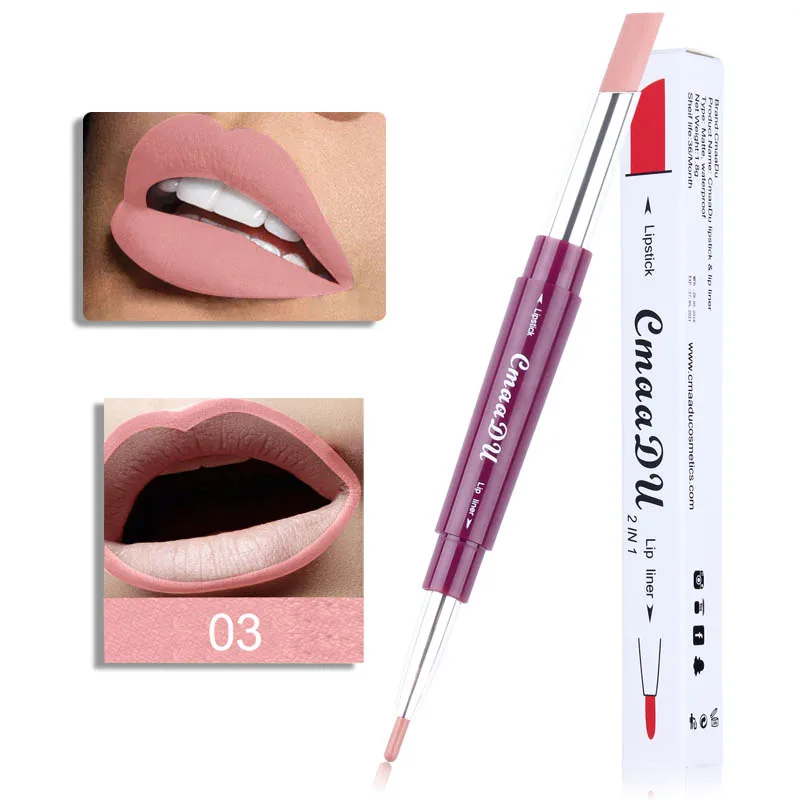 

Double-end Lip Makeup Matte Lipstick Pencil Waterproof Long Lasting Nude Sexy Lip Stick Lipliner Beauty Liner Pen Lipstick