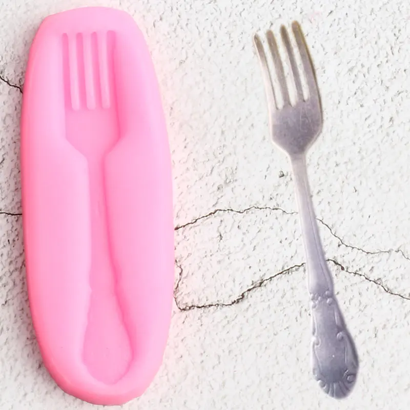 Ложка Вилка Нож силиконовая форма DIY выпечки вечерние кексы Topper инструменты для