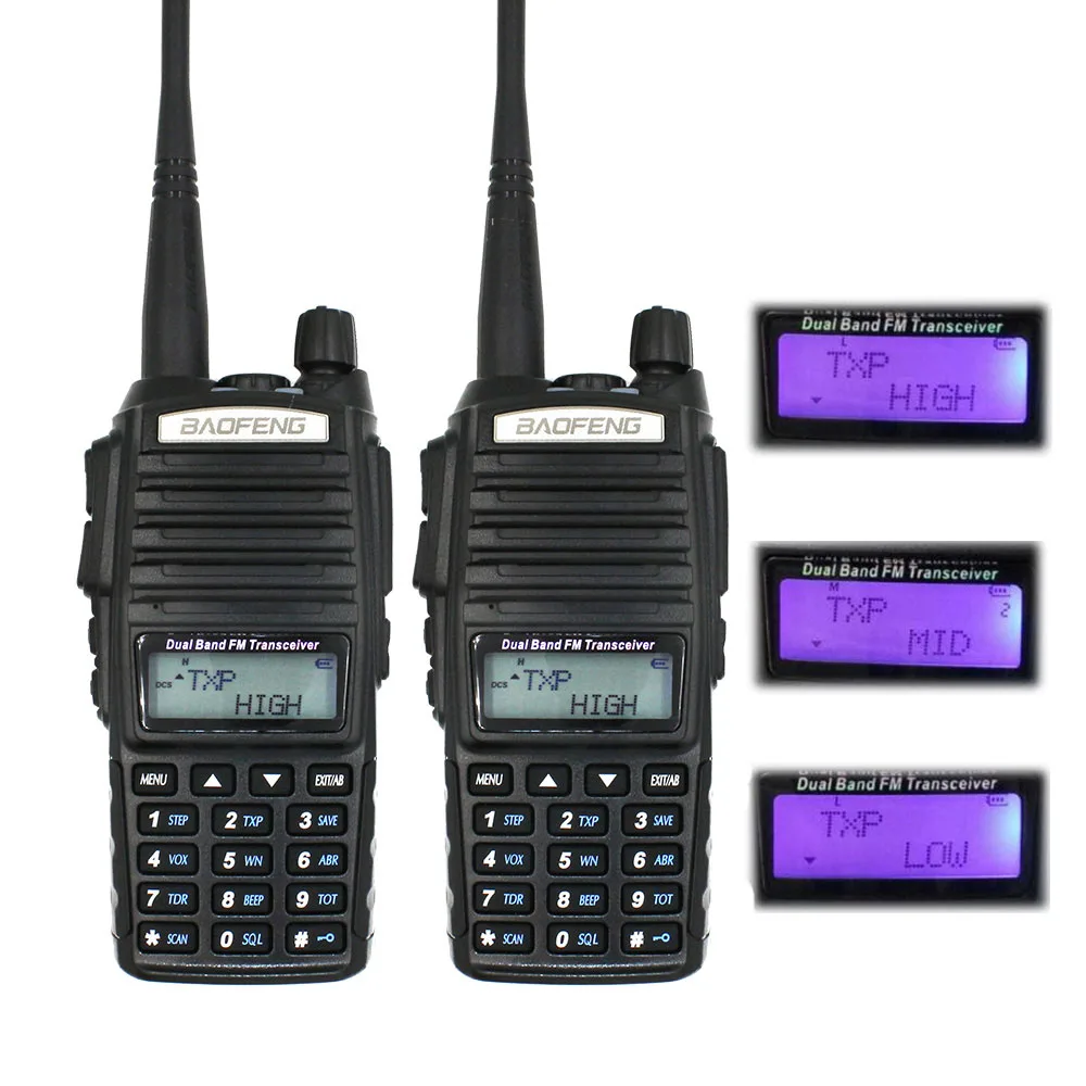 2 шт./лот BaoFeng real 8 Вт UV-82 Высокая мощность двухстороннее радио портативное радио двухдиапазонное VHF/UHF 10 км дальняя рация UV82 - Цвет: 2pcs-UV-82-8W