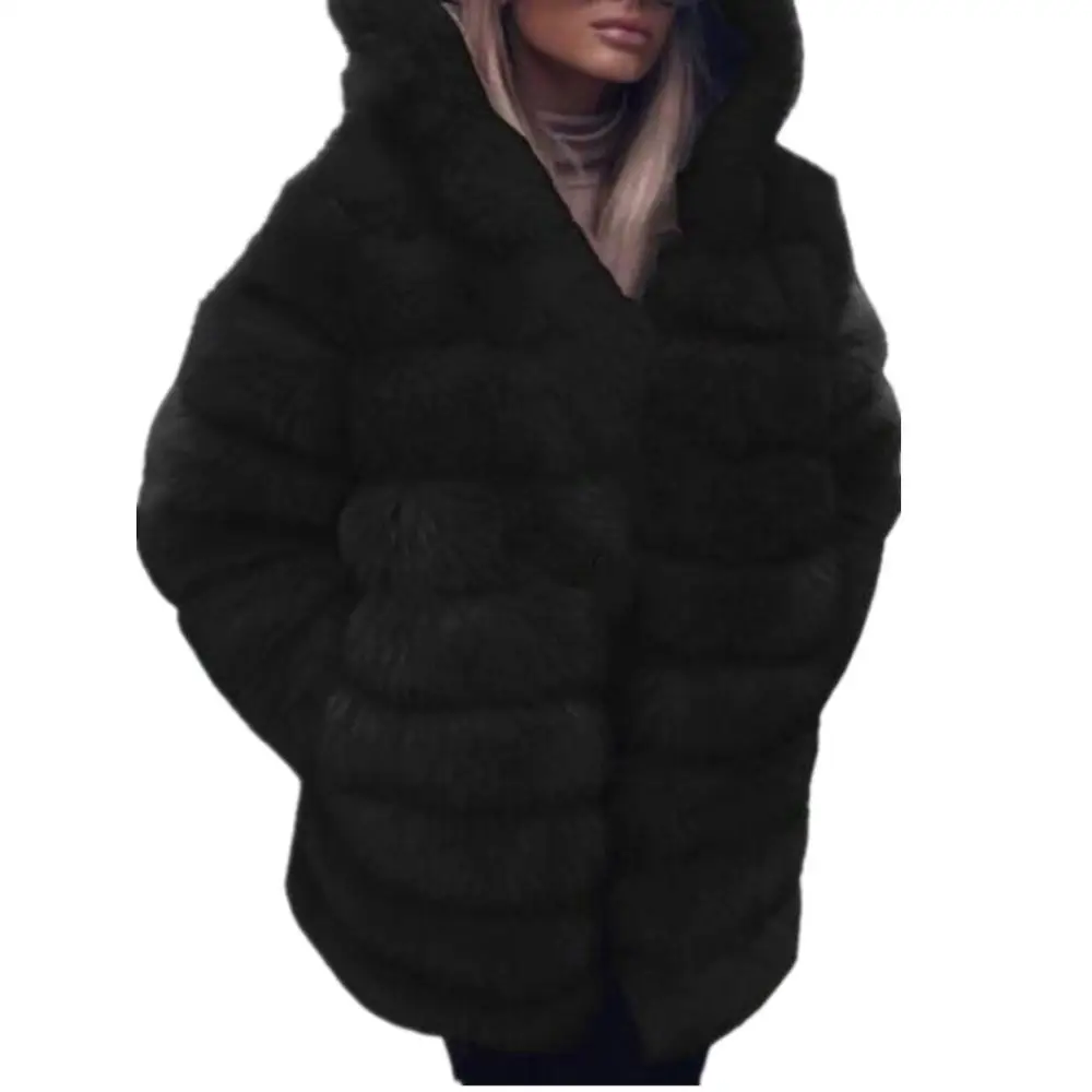 Женская Шуба из искусственного меха Lisa Colly зимняя шуба лисьего с капюшоном