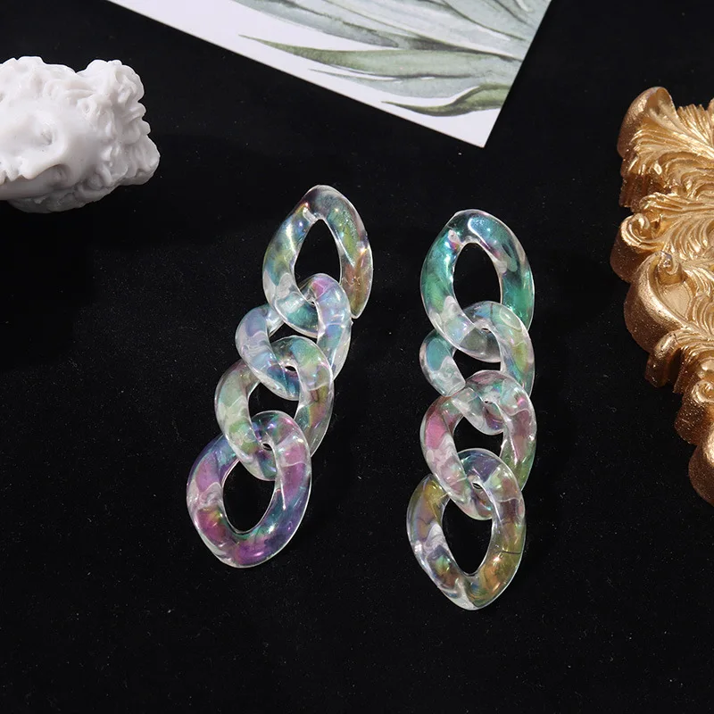 

Symphony Acrylic Chains Earrings AB Color Chain Fashion Drop Earrings Simple Wild Ear Jewelry Gift for Girl Friend Women