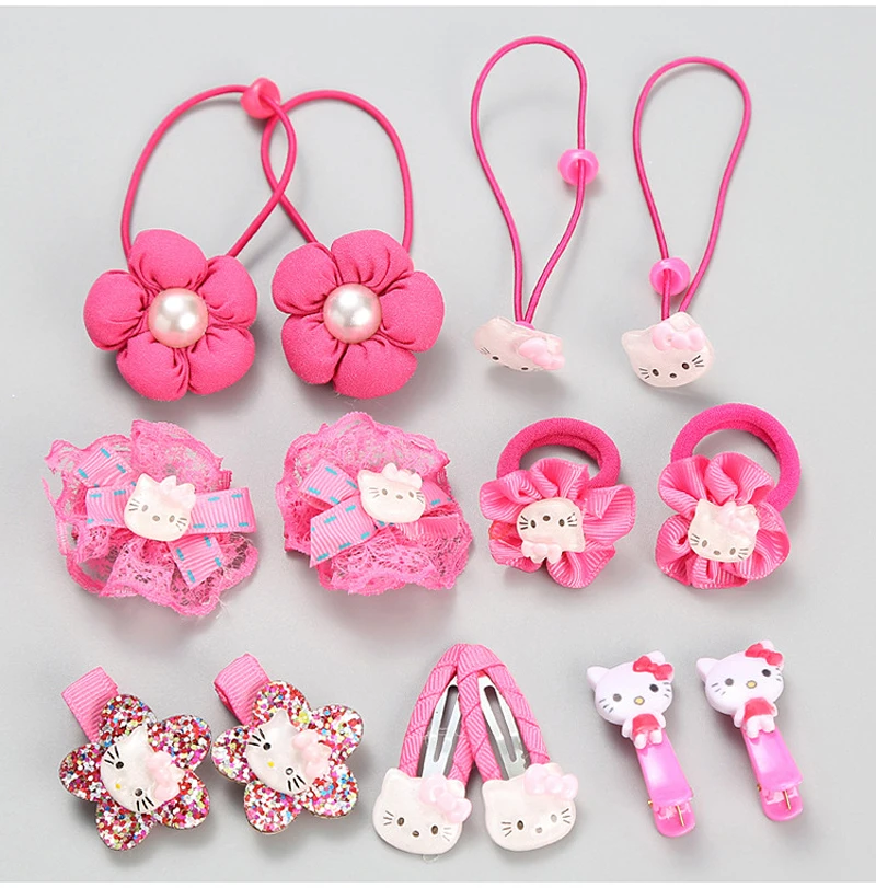 Весь набор hello kitty/аксессуары в виде мишки для девочек, эластичные резинки для волос, заколки для волос, заколки, ожерелье, серьги, детский подарок на день рождения