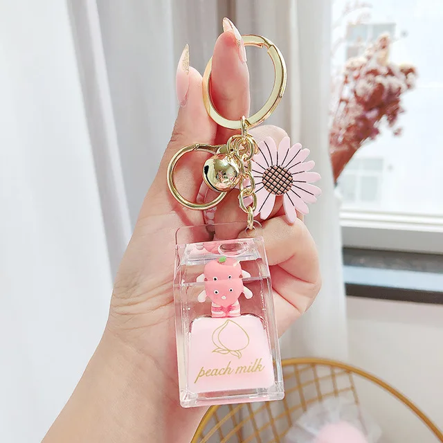 

Cute Resin Acrylic Goblet Drink Fruit Juice Keyring Drift Bottle Conch Keychain For Women Men Key Chain Bag Car Key Pendant Gift