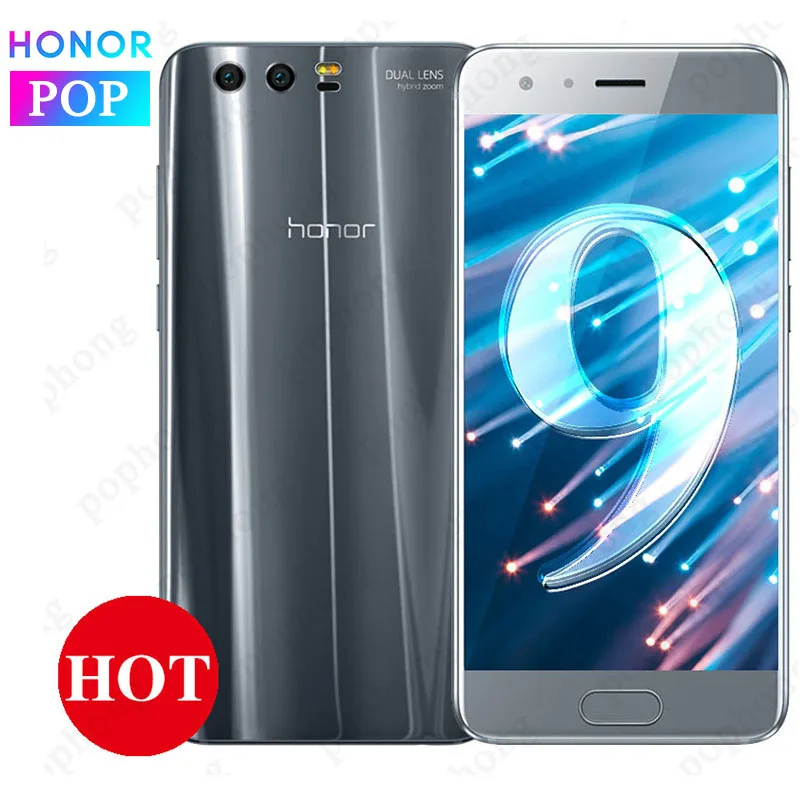 HONOR 9, 4 Гб ОЗУ, 64 Гб ПЗУ, 5,15 дюймов, LTPS экран, сотовый телефон, Android 7,0, Kirin 960, четыре ядра, NFC, 9 В, 2 А, зарядное устройство