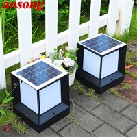 aosong solar modern wall outdoor cube light led waterproof pillar post lamp fixtures for home garden