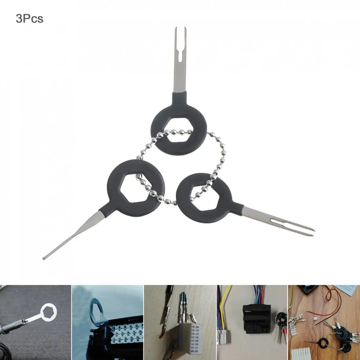 

3pcs/set Universal Stainless Steel PVC Auto Car Harness Wiring Crimp Connector Plug Terminal Removal Tool Kit Car Accessories