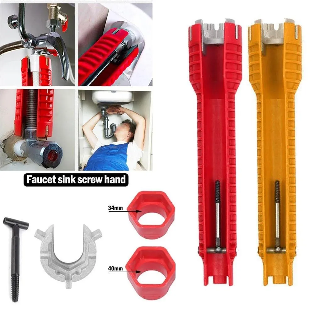 

Anti-slip Flume Wrench Sink Faucet Key Plumbing Pipe Wrench 8 In 1 Anti-slip Kitchen Repair Plumbing Tool Bathroom Wrenches Sets