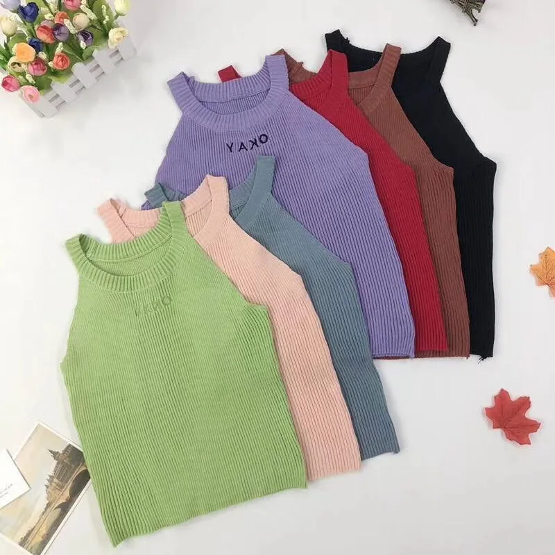 HELIAR Women Strapless Camis Solid Sexy Crop Top Femme Summer Tank Tops Knitted Female 2020 For | Женская одежда