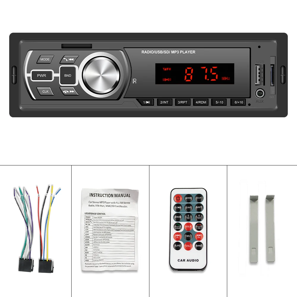 AMPrime автомобильный радиоприемник стерео плеер Bluetooth телефон MP3 FM/USB/дистанционное