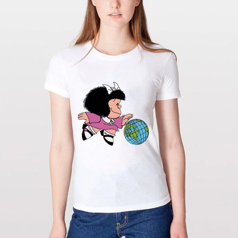 Футболка с коротким рукавом Quino, женская футболка Pkorli PAZ Mafalda, Женская забавная футболка с круглым вырезом, женские топы, футболки, Camiseta Mujer