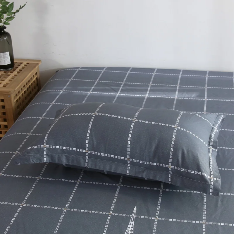 Домашний текстиль хлопковое удобное постельное белье простыня в клетку серого