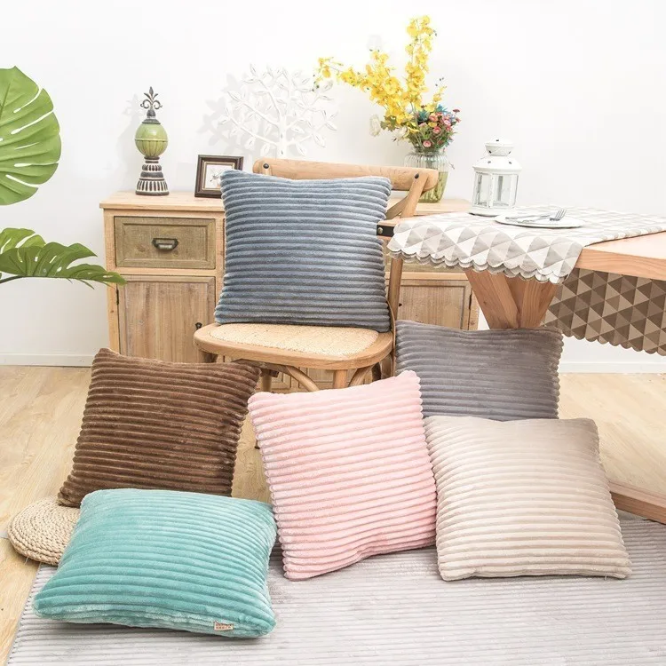 Фланелевый прямоугольный квадратный чехол в полоску однотонный чехол-подушка