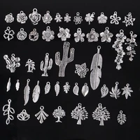 10pcs tibetan silver color metal flower leaf plants loose pendants beads wholesale lot for jewelry making diy crafts findings