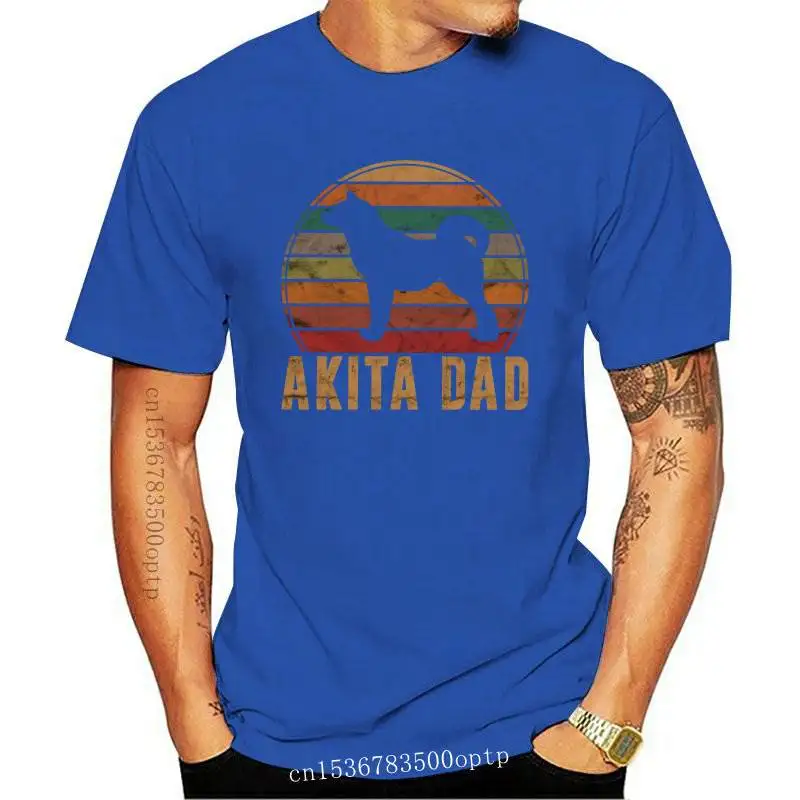 

New Retro Akita Dad T Shirt Men Pure Cotton Akita Daddy Dog Owner Pet Father Gift Tee O- Neck Short Sleeve Casual Tshirt Harajuk