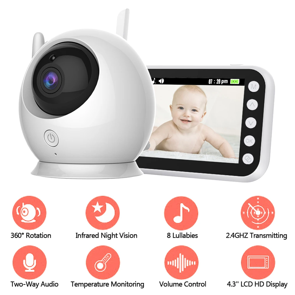 

2022.Wireless Video Color Baby Monitor with Camera Surveillance Indoor Wifi Nanny Security Electronic Babyphone Cry Babies